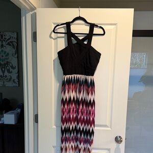 Elegant Black and Multicolor Maxi Dress